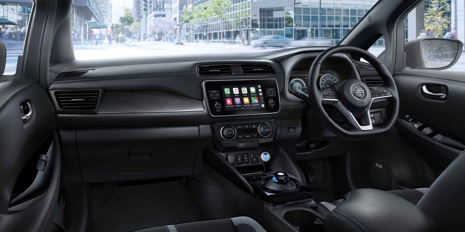Clean Nissan Leaf dashboard with no warnings after repair